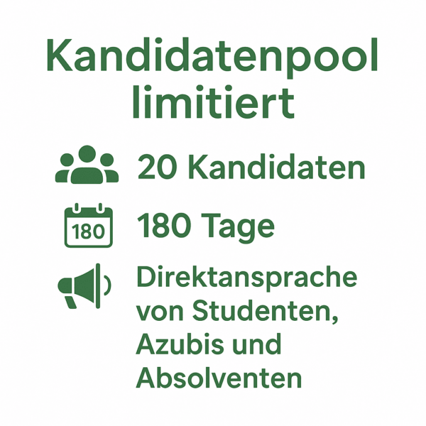 Kandidatenpool: Recruiting-Paket mit 20 Kontaktanfragen für Studenten, Azubis und Absolventen – 180 Tage gültig – gezielte Kandidatenansprache bei Studentknight.